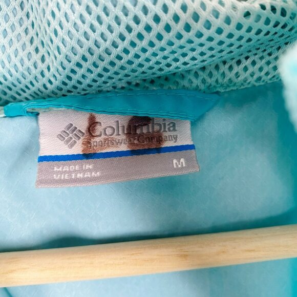 COLUMBIA Windbreaker Jacket Womens Size Medium Blue Hooded Nylon Outdoor Rain - Picture 5 of 6